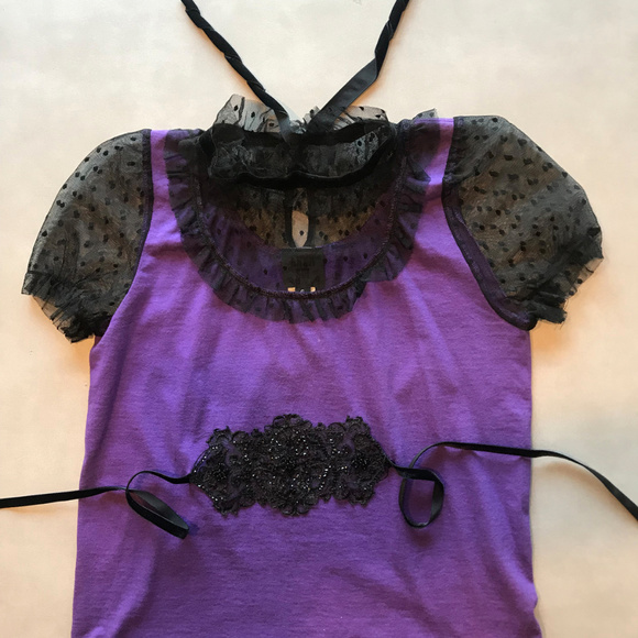 Anna Sui Tops - Anna Sui Short-sleeved Cotton & Lace Top (Small)